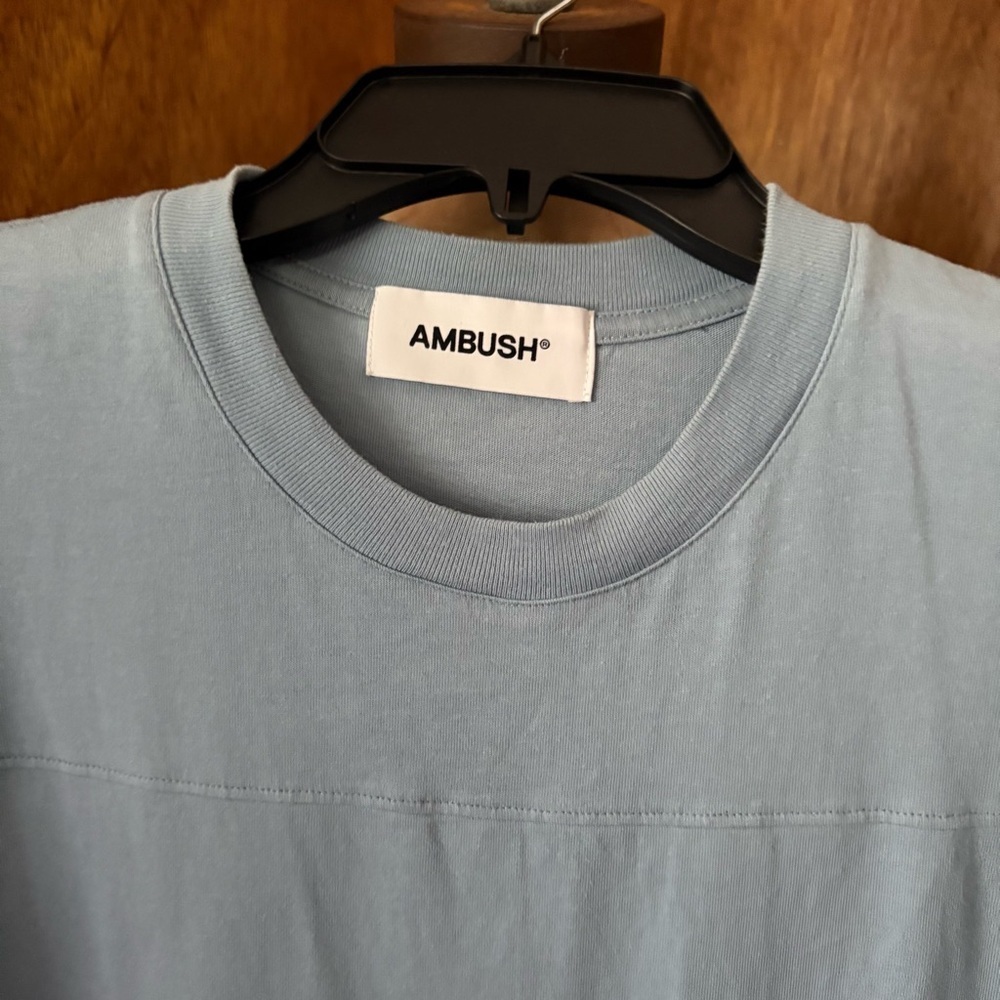 AMBUSH sz S Waist Pocket Tshirt Light Blue Jersey Shirt Short Sleeve - Picture 2 of 14